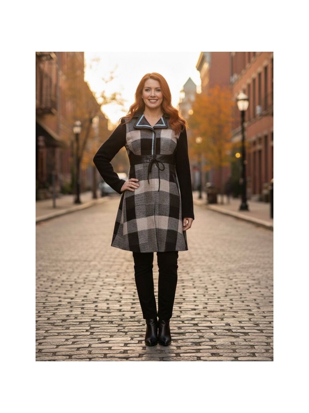 cesar arellanes Plaid Tie Waist Trench Coat Jacket
